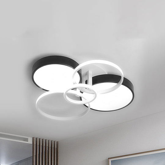 Modern Black Acrylic Ceiling Mounted Light for Living Room - Circular, Close to Ceiling Design with 3/5 Lights