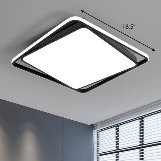 Modern Square LED Surface Mount Ceiling Light - Nordic Acrylic Black Flushmount for Bedroom