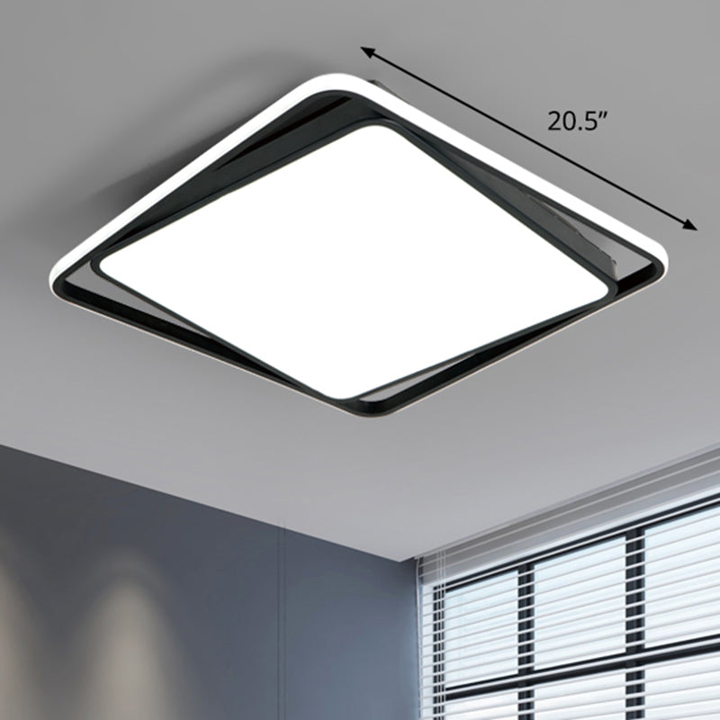 Modern Square LED Surface Mount Ceiling Light - Nordic Acrylic Black Flushmount for Bedroom