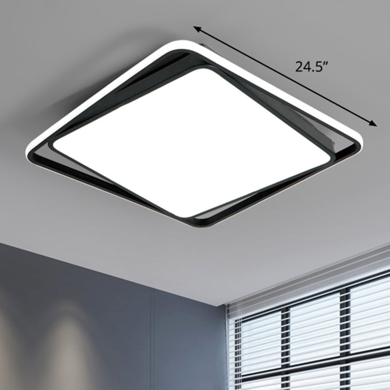 Modern Square LED Surface Mount Ceiling Light - Nordic Acrylic Black Flushmount for Bedroom