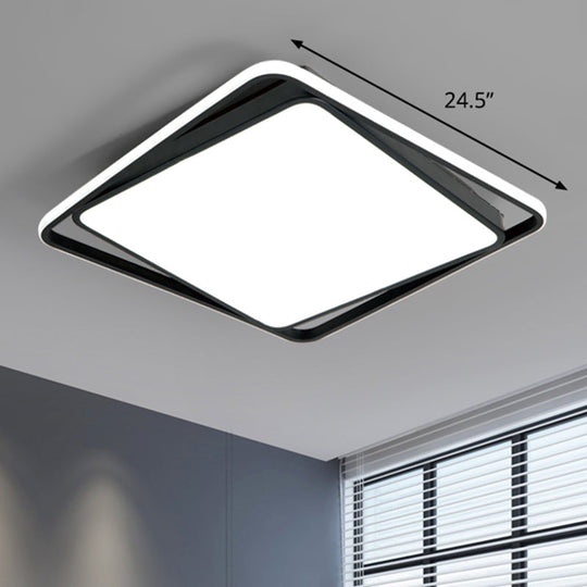 Modern Square LED Surface Mount Ceiling Light - Nordic Acrylic Black Flushmount for Bedroom