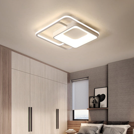 Minimalistic White LED Flush Mount Ceiling Lamp for Bedrooms