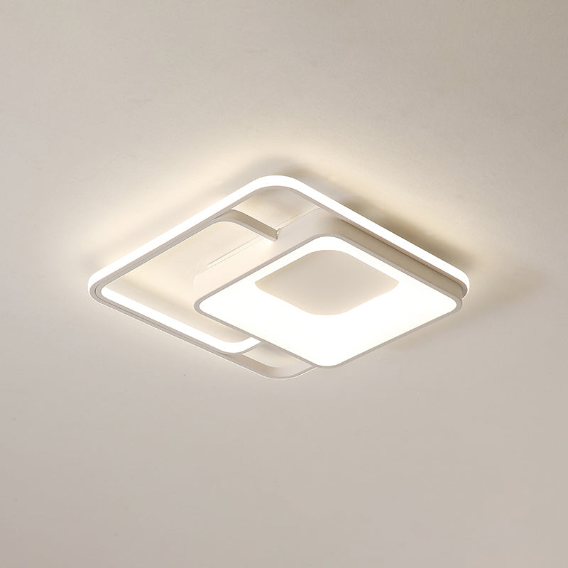 Minimalistic White LED Flush Mount Ceiling Lamp for Bedrooms
