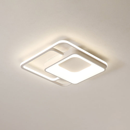 Minimalistic White LED Flush Mount Ceiling Lamp for Bedrooms