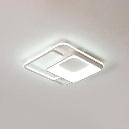 Minimalistic White LED Flush Mount Ceiling Lamp for Bedrooms