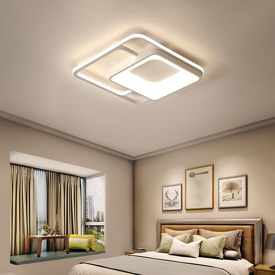 Minimalistic White LED Flush Mount Ceiling Lamp for Bedrooms