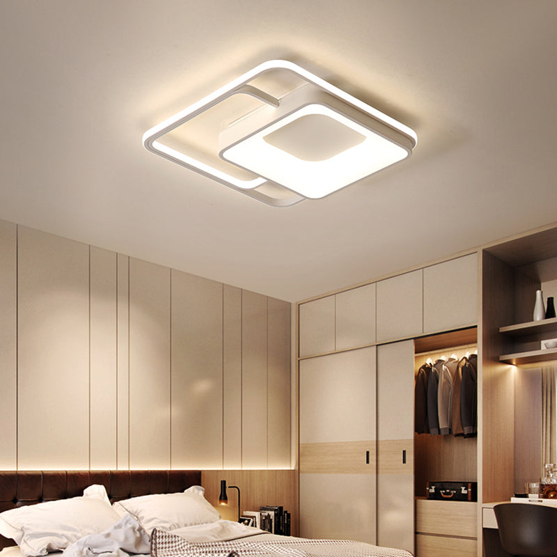 Minimalistic White LED Flush Mount Ceiling Lamp for Bedrooms