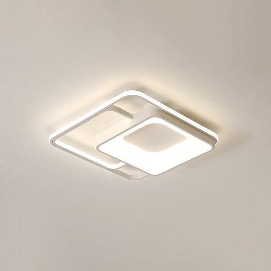 Minimalistic White LED Flush Mount Ceiling Lamp for Bedrooms