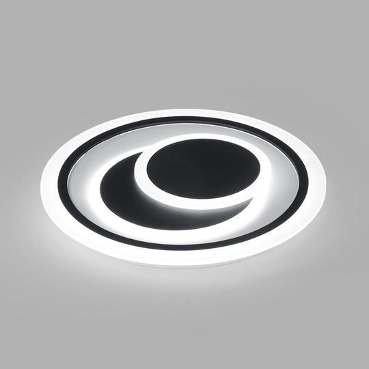 Minimalist Black Surface Mounted LED Ceiling Light for Bedroom - Disk Shape