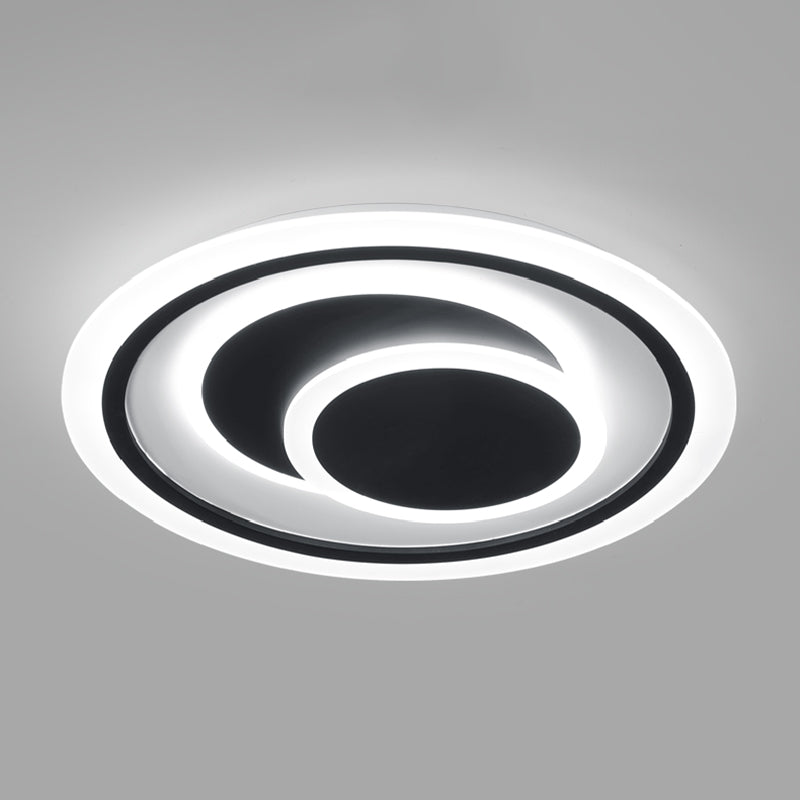 Minimalist Black Surface Mounted LED Ceiling Light for Bedroom - Disk Shape