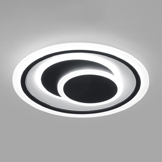 Minimalist Black Surface Mounted LED Ceiling Light for Bedroom - Disk Shape