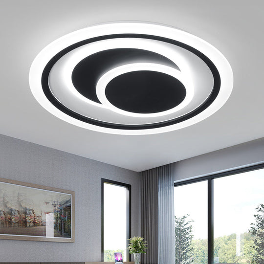 Minimalist Black Surface Mounted LED Ceiling Light for Bedroom - Disk Shape