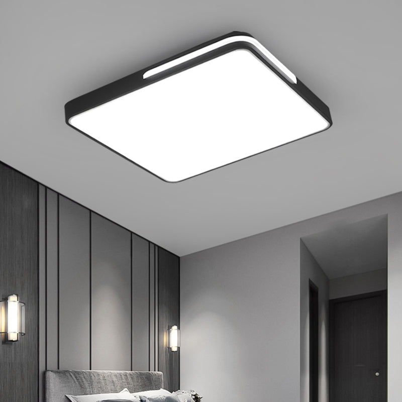 Nordic Square Flush Mount LED Ceiling Lamp for Bedroom - Acrylic, Black