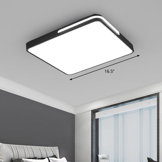 Nordic Square Flush Mount Led Ceiling Lamp For Bedroom - Acrylic Black / 16.5