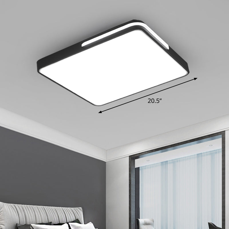 Nordic Square Flush Mount LED Ceiling Lamp for Bedroom - Acrylic, Black