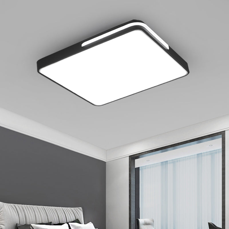 Nordic Square Flush Mount LED Ceiling Lamp for Bedroom - Acrylic, Black