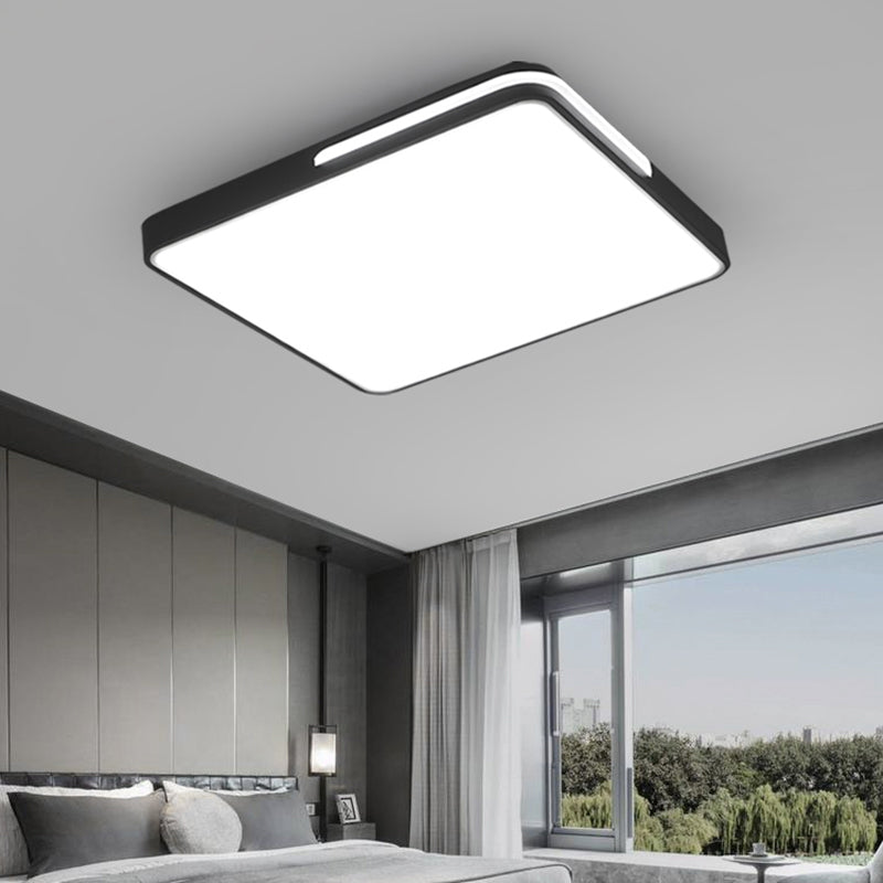 Nordic Square Flush Mount LED Ceiling Lamp for Bedroom - Acrylic, Black