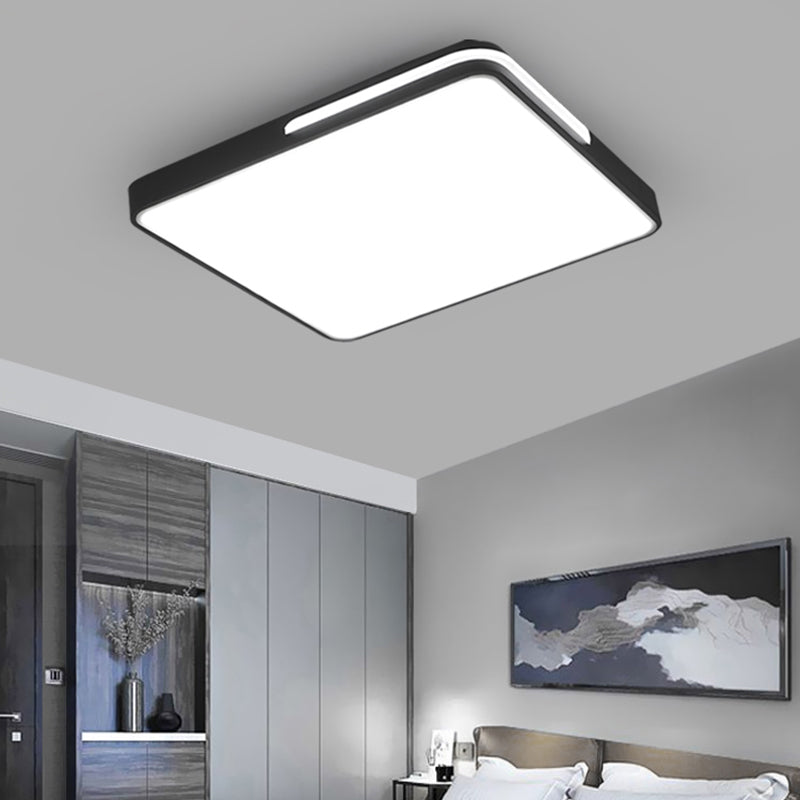 Nordic Square Flush Mount LED Ceiling Lamp for Bedroom - Acrylic, Black