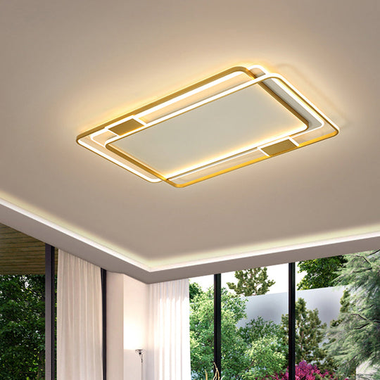 Contemporary Gold LED Ceiling Light for Living Room - Ultra-Thin & Acrylic Flush Mount