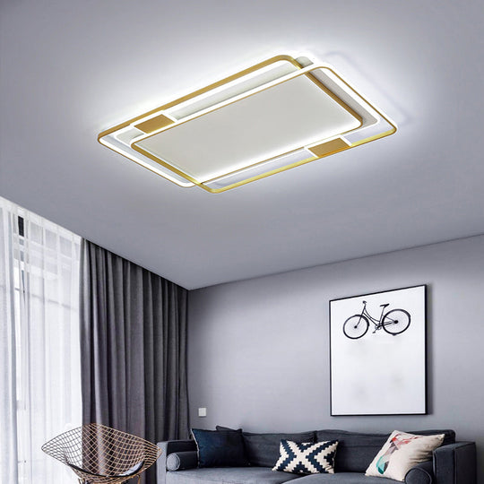 Contemporary Gold LED Ceiling Light for Living Room - Ultra-Thin & Acrylic Flush Mount