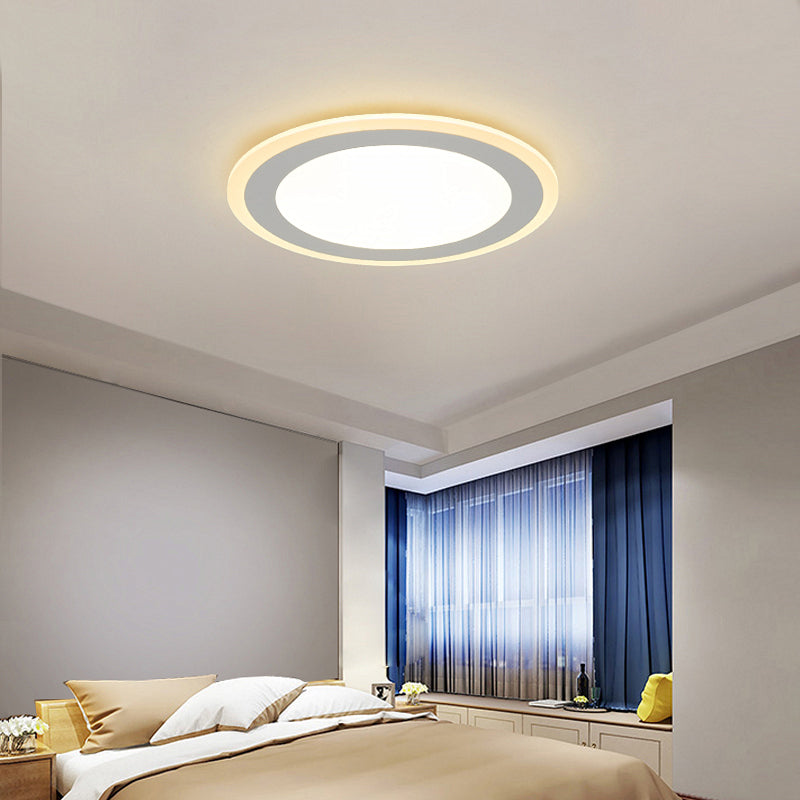 Minimalist White LED Acrylic Disk Flush-Mount Ceiling Light Fixture