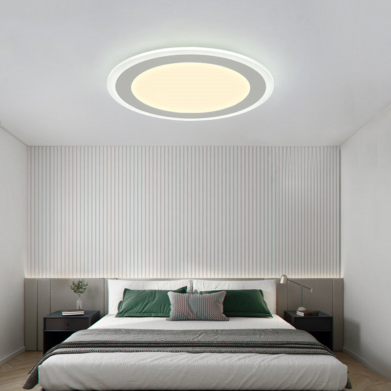 Minimalist White LED Acrylic Disk Flush-Mount Ceiling Light Fixture