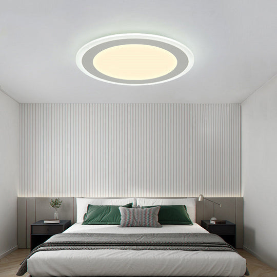 Minimalist White LED Acrylic Disk Flush-Mount Ceiling Light Fixture