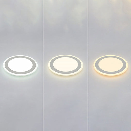 Minimalist White LED Acrylic Disk Flush-Mount Ceiling Light Fixture