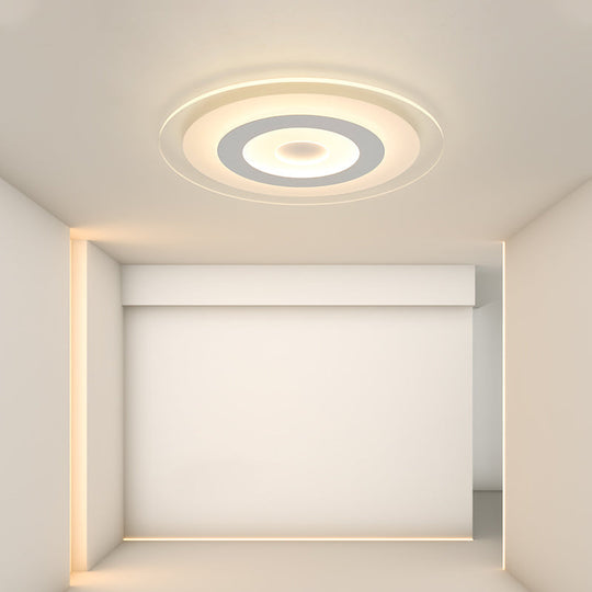 Sleek White Disc Foyer Flush Light with Acrylic Simplicity - LED Flush Mount Ceiling Fixture