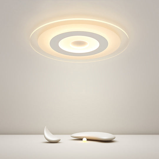 Sleek White Disc Foyer Flush Light with Acrylic Simplicity - LED Flush Mount Ceiling Fixture