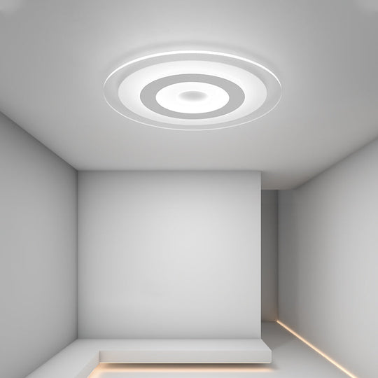 Sleek White Disc Foyer Flush Light with Acrylic Simplicity - LED Flush Mount Ceiling Fixture