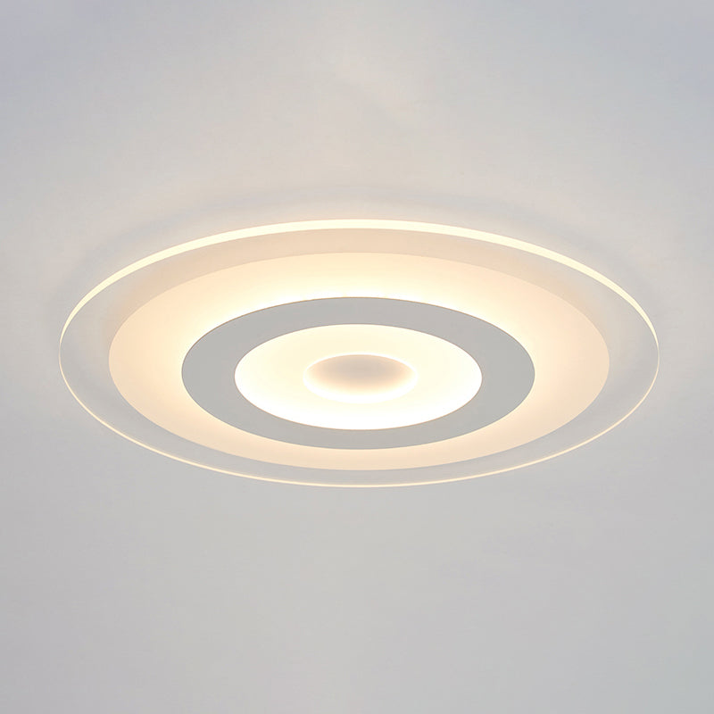 Sleek White Disc Foyer Flush Light with Acrylic Simplicity - LED Flush Mount Ceiling Fixture