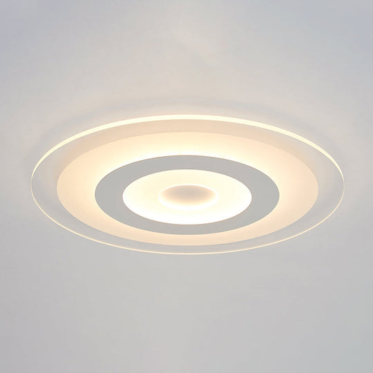 Sleek White Disc Foyer Flush Light with Acrylic Simplicity - LED Flush Mount Ceiling Fixture
