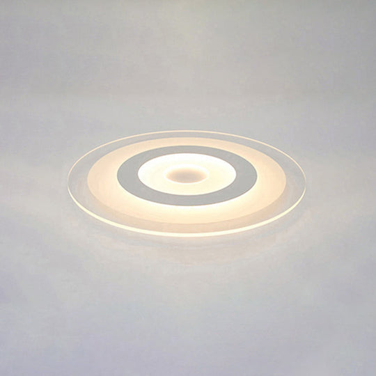 Sleek White Disc Foyer Flush Light with Acrylic Simplicity - LED Flush Mount Ceiling Fixture
