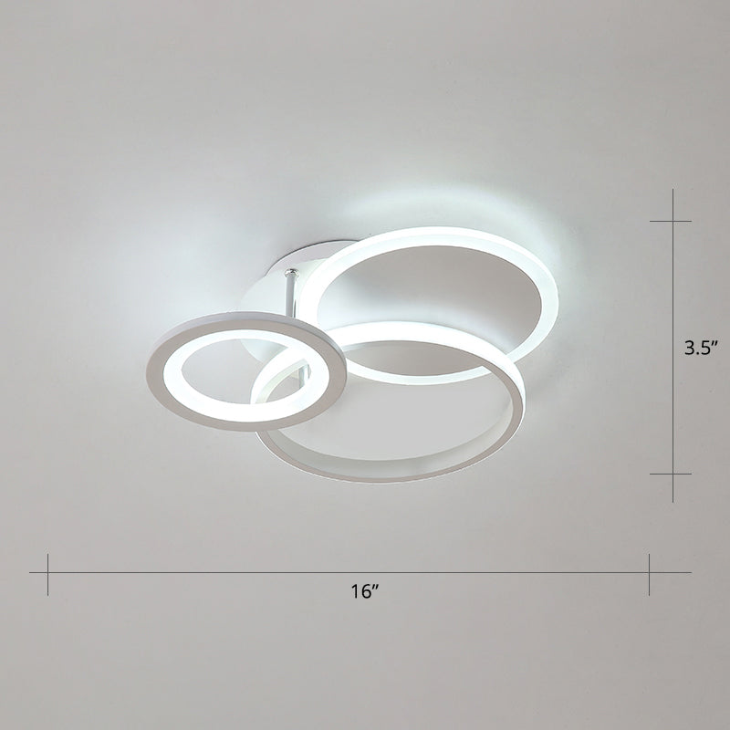 Minimalist White Halo Ring Led Ceiling Light For Bedroom - Flush Mount / 16