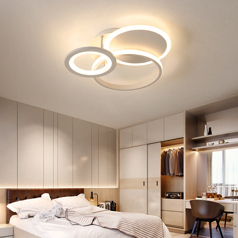 Minimalist White Halo Ring LED Ceiling Light for Bedroom - Flush Mount