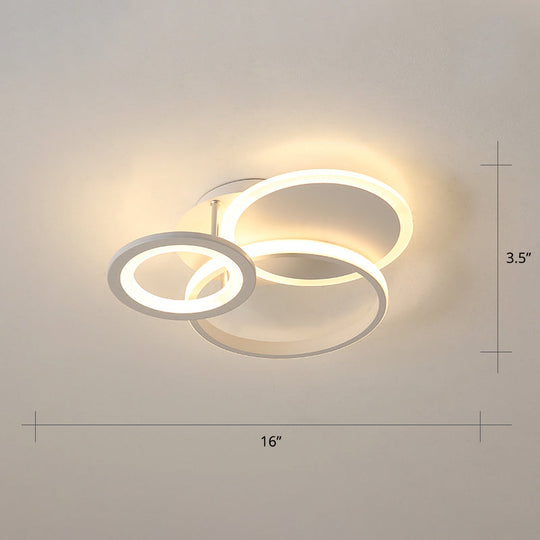 Minimalist White Halo Ring Led Ceiling Light For Bedroom - Flush Mount / 16 Third Gear