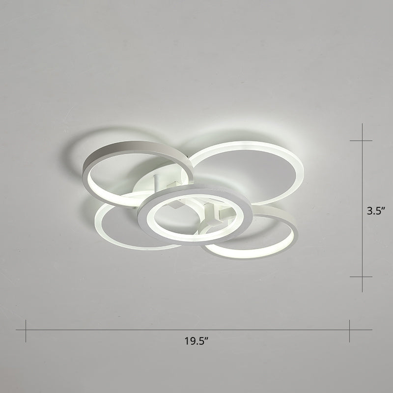 Minimalist White Halo Ring LED Ceiling Light for Bedroom - Flush Mount