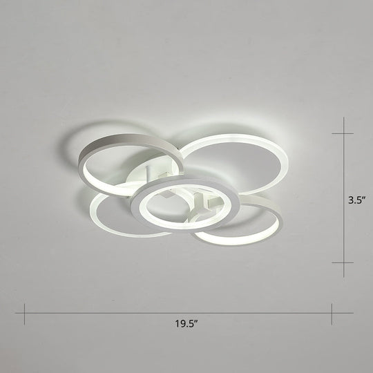 Minimalist White Halo Ring LED Ceiling Light for Bedroom - Flush Mount