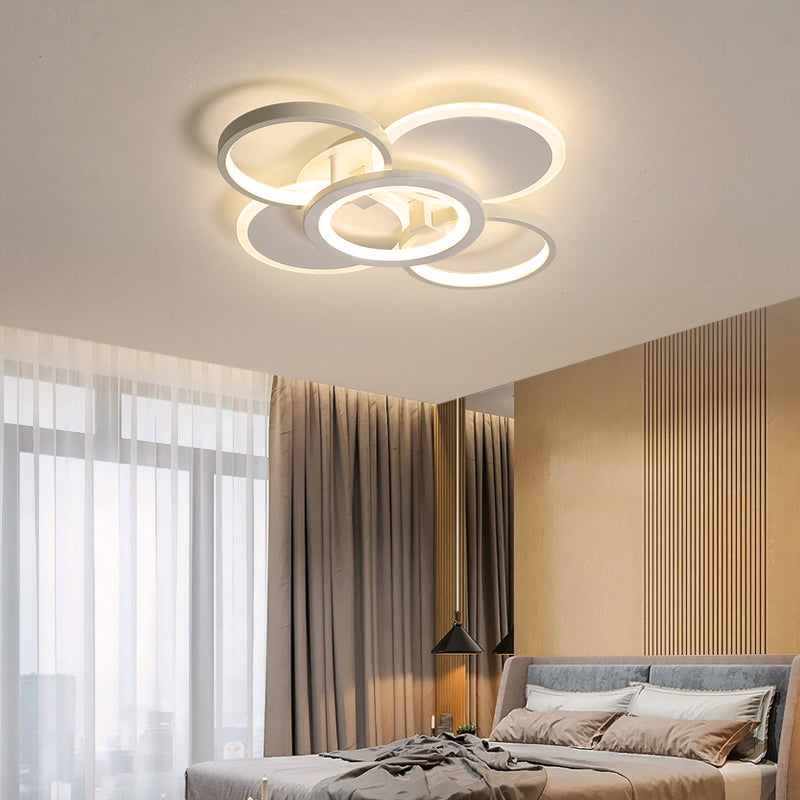 Minimalist White Halo Ring LED Ceiling Light for Bedroom - Flush Mount