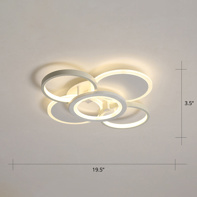 Minimalist White Halo Ring Led Ceiling Light For Bedroom - Flush Mount / 19.5 Warm