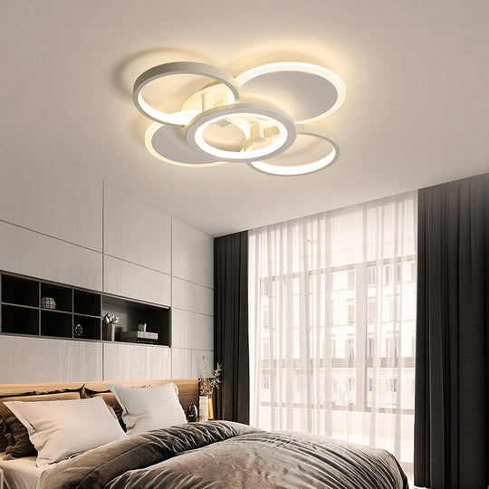 Minimalist White Halo Ring LED Ceiling Light for Bedroom - Flush Mount