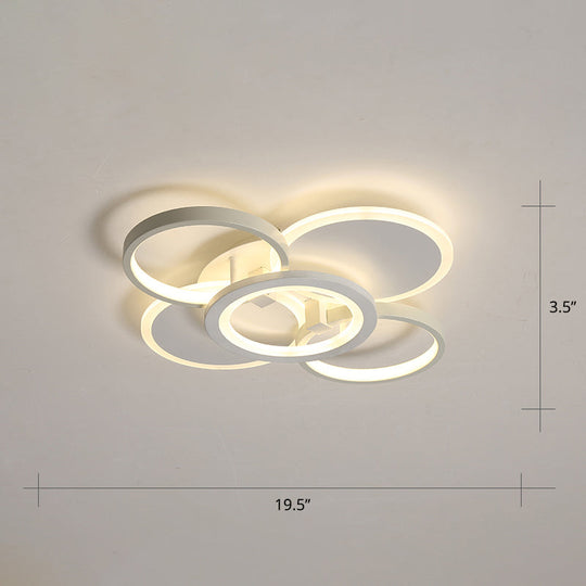 Minimalist White Halo Ring Led Ceiling Light For Bedroom - Flush Mount / 19.5 Third Gear
