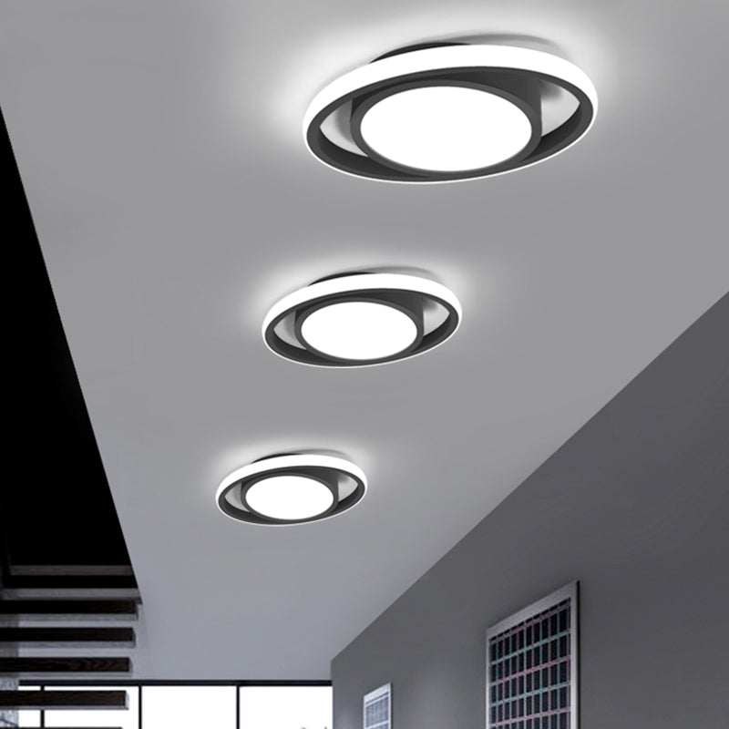 Modern LED Flush Mount Ceiling Light with Elliptical Acrylic Shade