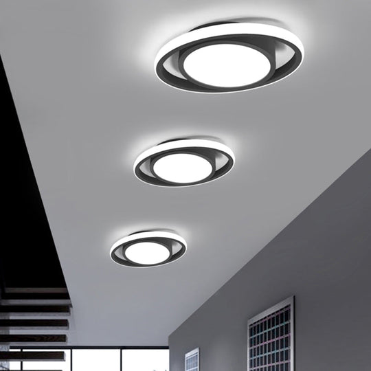 Modern LED Flush Mount Ceiling Light with Elliptical Acrylic Shade