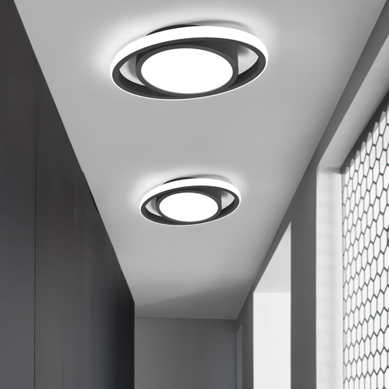 Modern LED Flush Mount Ceiling Light with Elliptical Acrylic Shade