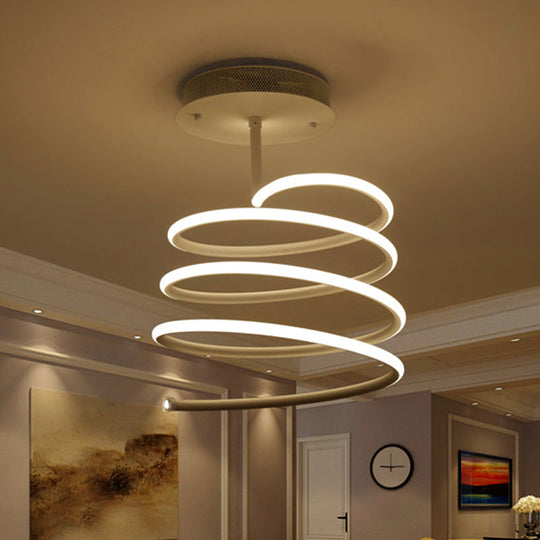 Led Acrylic Spiral Semi Flush Ceiling Light In Warm/White White / Warm