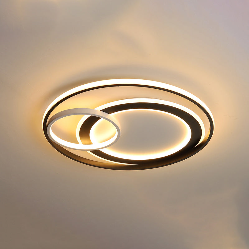 Modern Led Flush Mount Ceiling Light With Acrylic Circle Design For Simplicity In Bedroom Black /