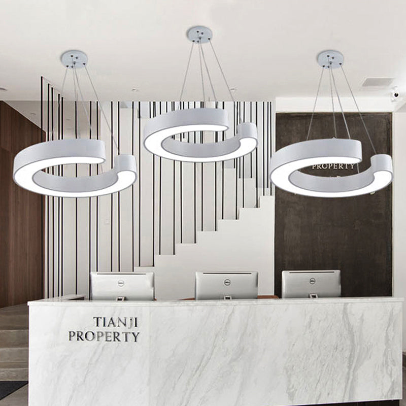 C-Shaped Hanging LED Pendant Lamp in Multiple Sizes & Finishes – Ideal for Minimalist Décor