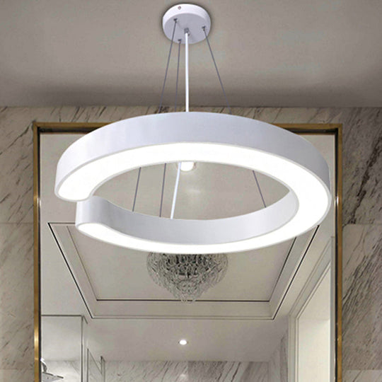 Minimalist Metal Led C-Shaped Hanging Pendant Lamp - 19.5/23.5/31.5 Width (White/Black